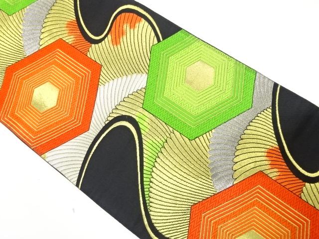 JAPANESE KIMONO / ANTIQUE FUKURO OBI / WOVEN KIKU